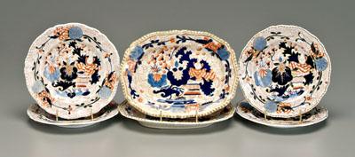 Six pieces ironstone, Imari style