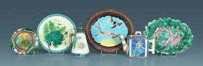 Six pieces majolica: sunflower