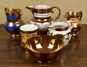 Six pieces of antique copper