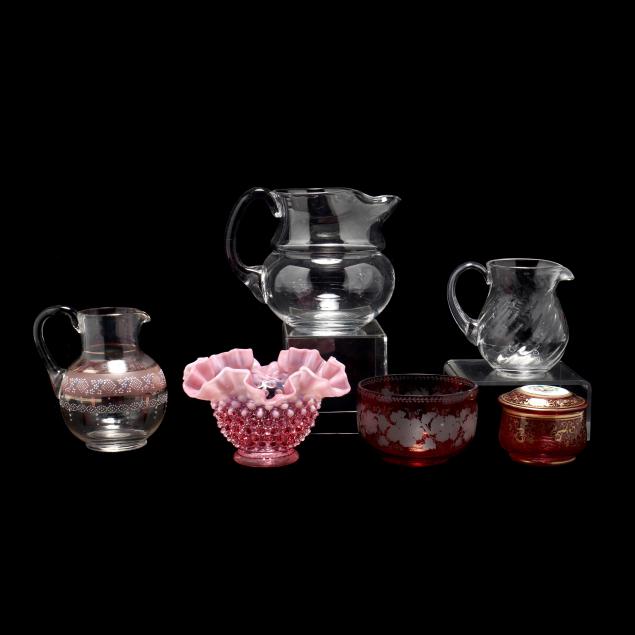 SIX PIECES OF ANTIQUE GLASS 19th