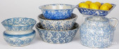 SIX PIECES OF BLUE SPONGEWARE<
