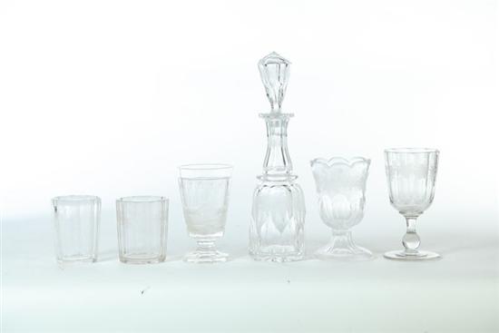 SIX PIECES OF CUT AND ENGRAVED