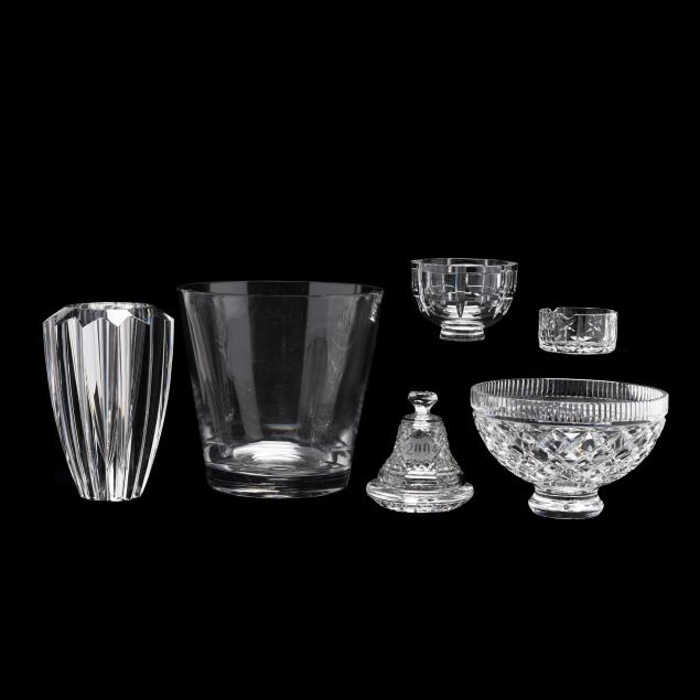 SIX PIECES OF CUT GLASS CRYSTAL,