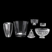 SIX PIECES OF CUT GLASS CRYSTA