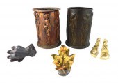 SIX PIECES OF DECORATIVE METAL