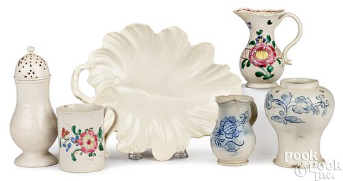 SIX PIECES OF ENGLISH SALT GLAZE