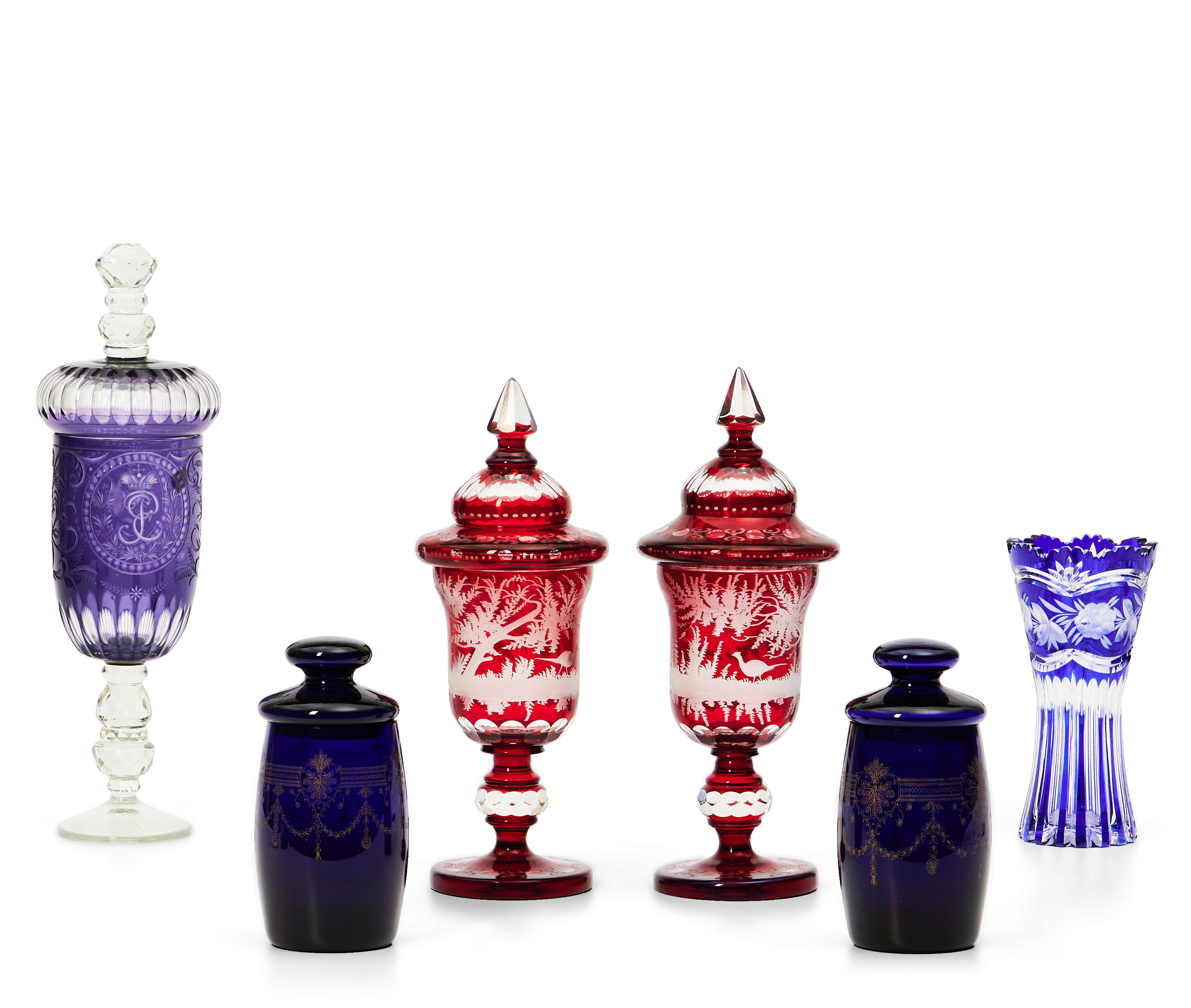 SIX PIECES OF EUROPEAN COLORED