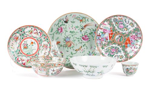 SIX PIECES OF FAMILLE ROSE