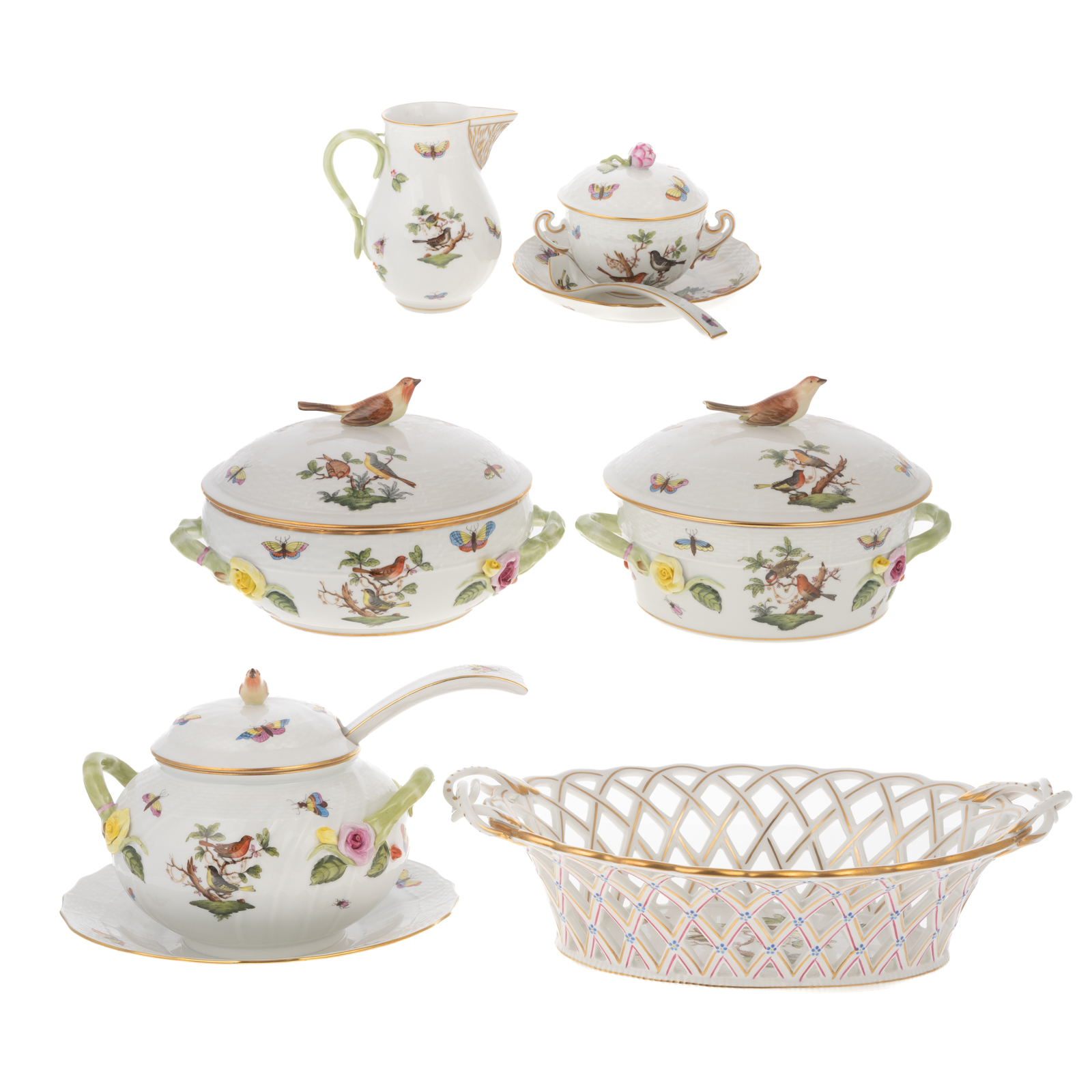 SIX PIECES OF HEREND ROTHSCHILD