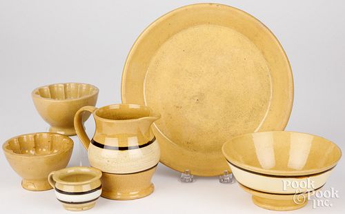 SIX PIECES OF OHIO YELLOWWARE, 19TH