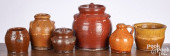 SIX PIECES OF REDWARE, 19TH C.