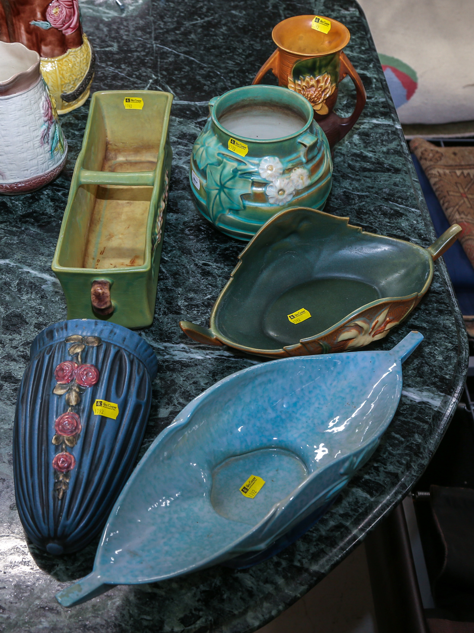 SIX PIECES OF ROSEVILLE ART POTTERY