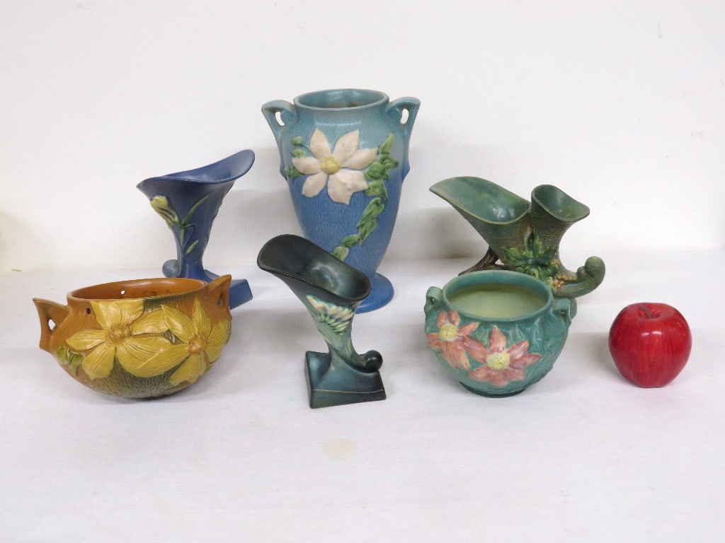 SIX PIECES OF ROSEVILLE POTTERY