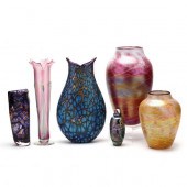 SIX PIECES OF SIGNED ART GLASS