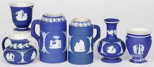 SIX PIECES OF WEDGWOOD BLUE