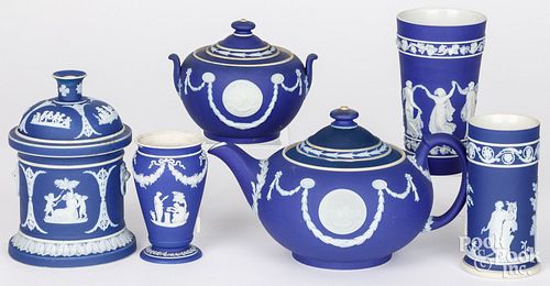 SIX PIECES OF WEDGWOOD BLUE