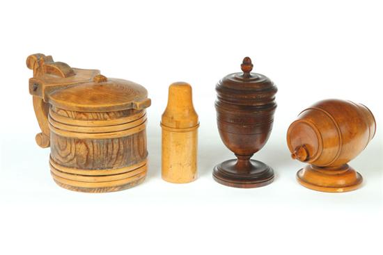 SIX PIECES OF WOODENWARE.  Late