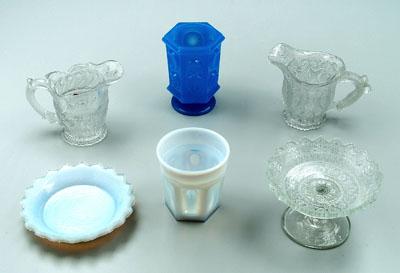 Six pieces Sandwich glass: