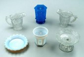 Six pieces Sandwich glass: pan