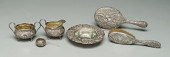Six pieces sterling repouss&ea