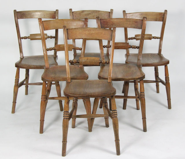 Six pine kitchen chairs with