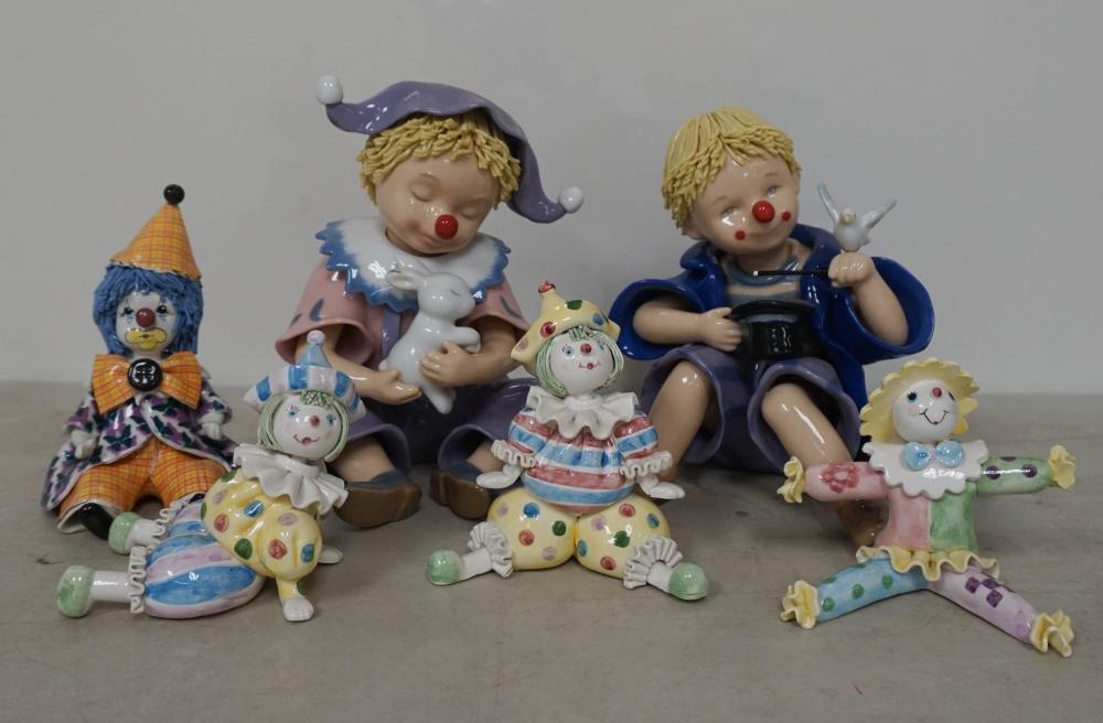 SIX PORCELAIN CLOWN FIGURES H OF