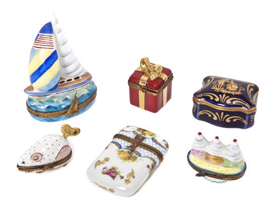 Six Porcelain Limoges Boxes