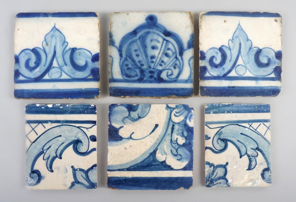SIX PORTUGUESE FAIENCE TILES,