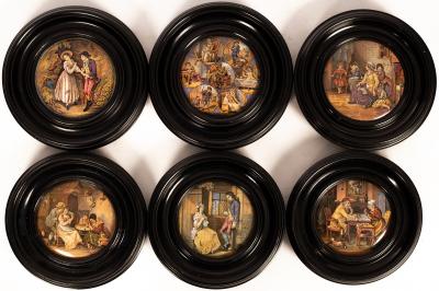 Six Prattware pot lids, Second
