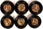 Six Prattware pot lids, Second