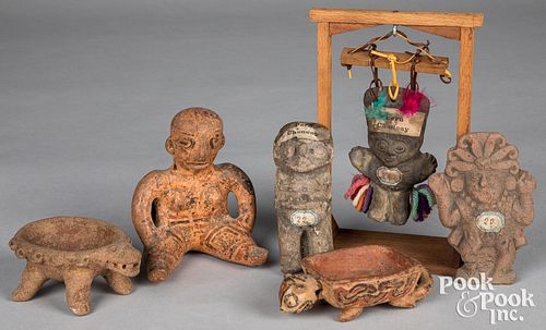 SIX PRE-COLUMBIAN TERRA COTTA