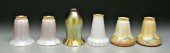 Six Quezel art glass shades: o