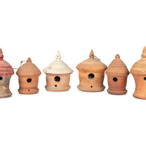 Six Redware Birdhouses each