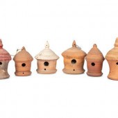Six Redware Birdhouses
each ha