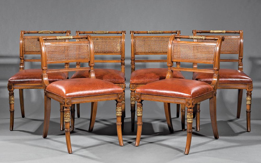 SIX REGENCY-STYLE GILDED MAHOGANY