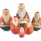 Six "Rolly Polly" Santa Figure