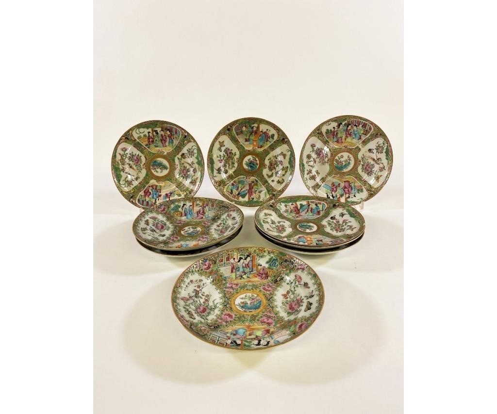 Six Rose Medallion deep plates,