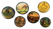 SIX ROUND LACQUERED DECORATED