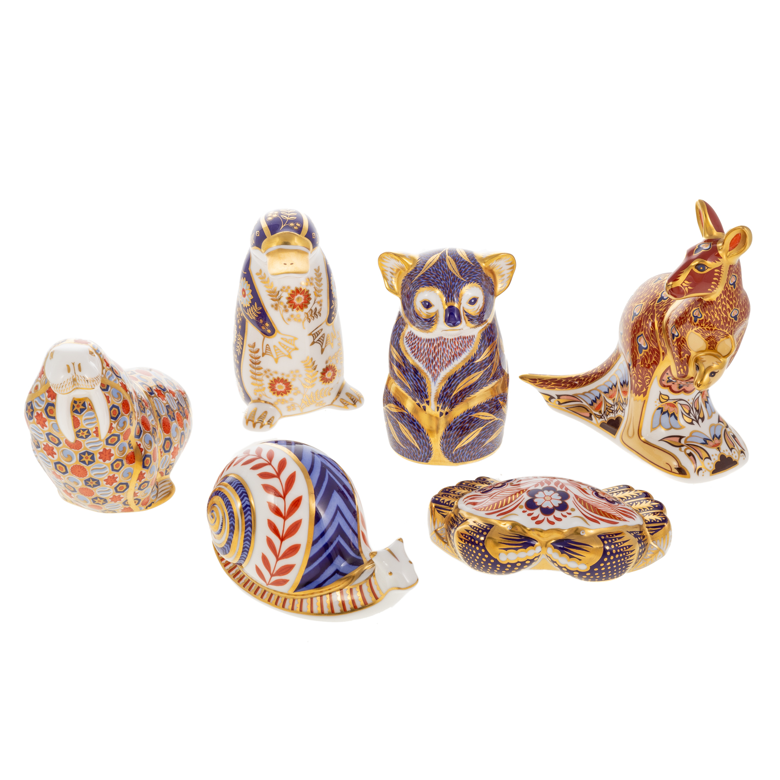 SIX ROYAL CROWN DERBY IMARI ANIMALS