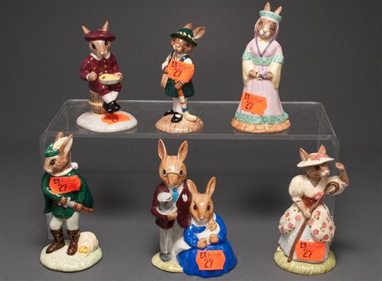 Six Royal Doulton china "Bunnykins"