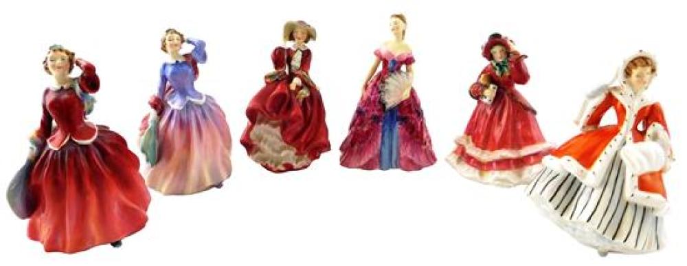 SIX ROYAL DOULTON LADY FIGURINES,