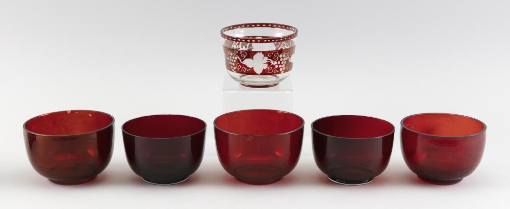 SIX RUBY GLASS WINE RINSERSSIX RUBY