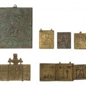 Six Russian Cast Bronze Miniat