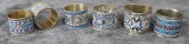 SIX RUSSIAN ENAMELED SILVER NA