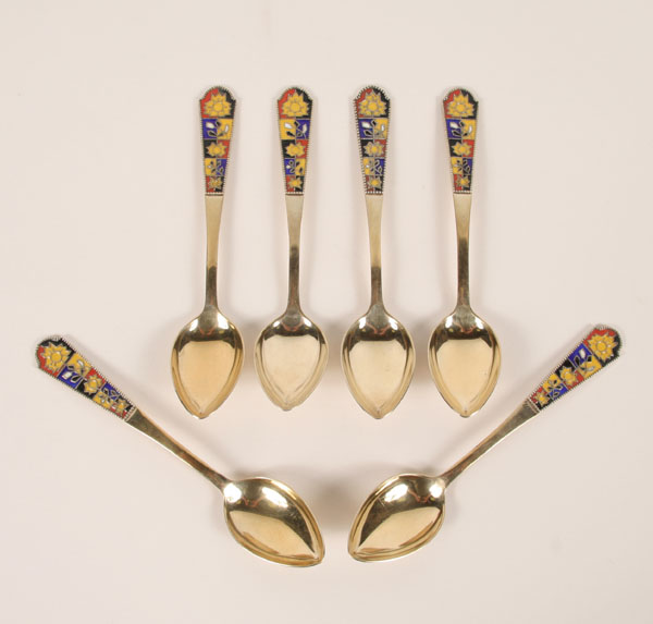 Six Russian gold wash silver