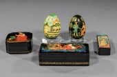 SIX RUSSIAN LACQUER BOXESSix R