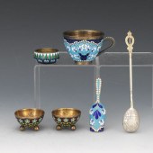 SIX RUSSIAN PARCEL-GILT SILVER