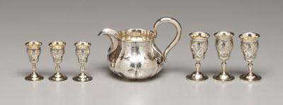Six Russian silver goblets,