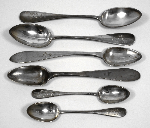 Six Russian silvery metal tea