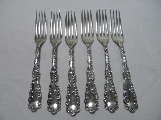 Six RW & S Sterling silver dinner